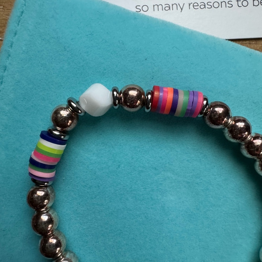 ๐ Tiffany Jazelle Positive Vibes Silver Beaded Bracelet - Picture 5 of 5
